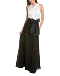 White Halter Lace Gown Q146949