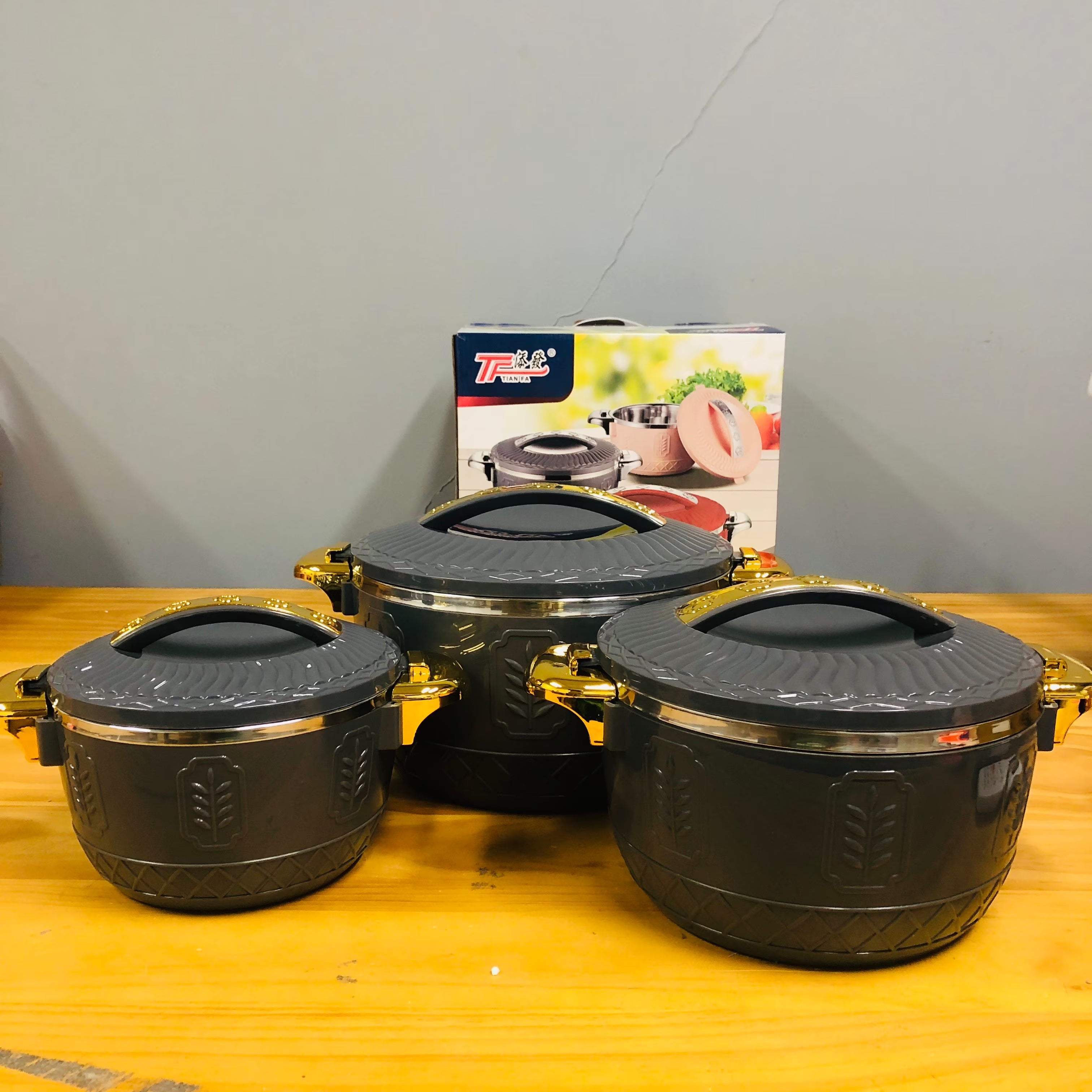 3-Piece Insulated Food Warmer Lunch Box Set Black L22364