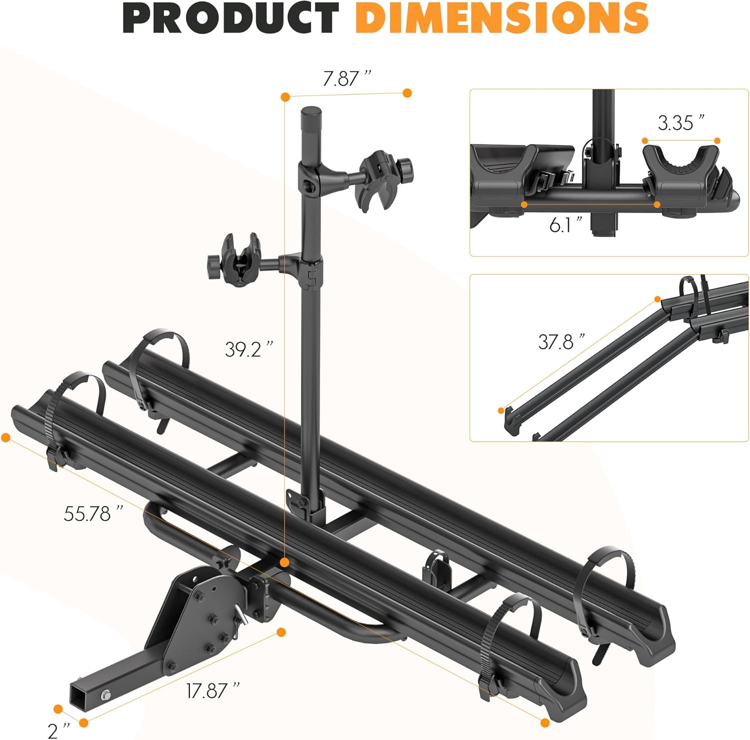 2" Hitch Mounted Platform Bike Rack, 200 Lbs Max Loading G6080