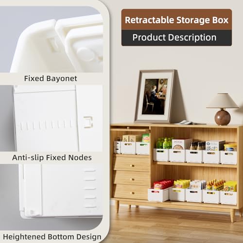White 3PCS 3.84L Retractable Plastic Storage Bins with Handles G408043