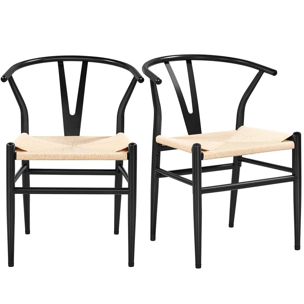 Set of 2 Black Metal Dining Chair with Y-Shaped Backrest X511378