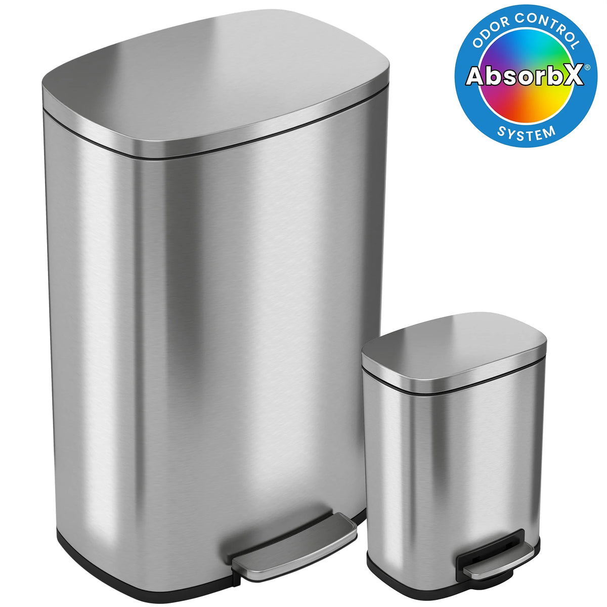 13.2 Gallon and 1.32 Gallon Stainless Steel Step Trash Can D819264