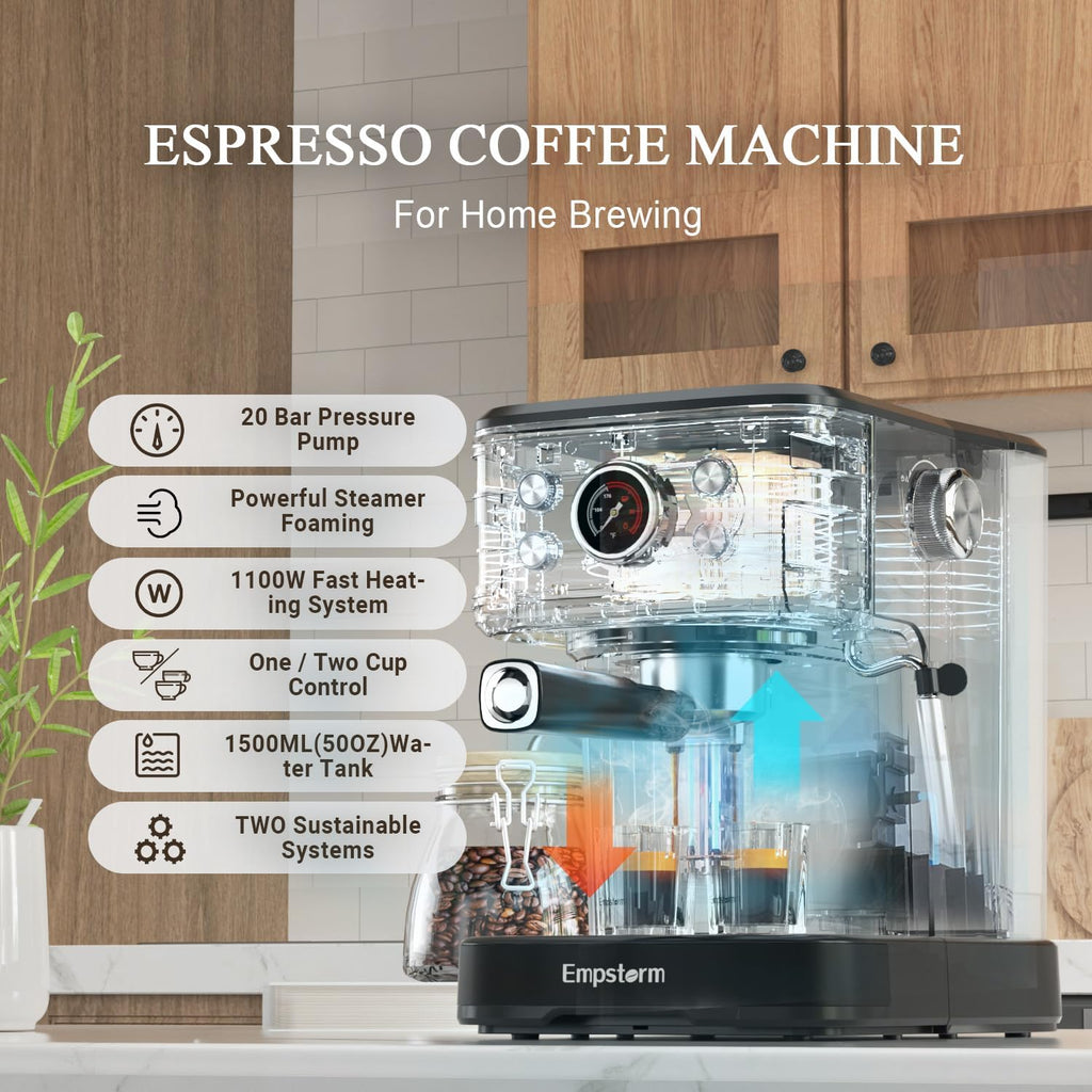 Black 20 Bar Espresso Coffee Machine with Milk Frother C9281