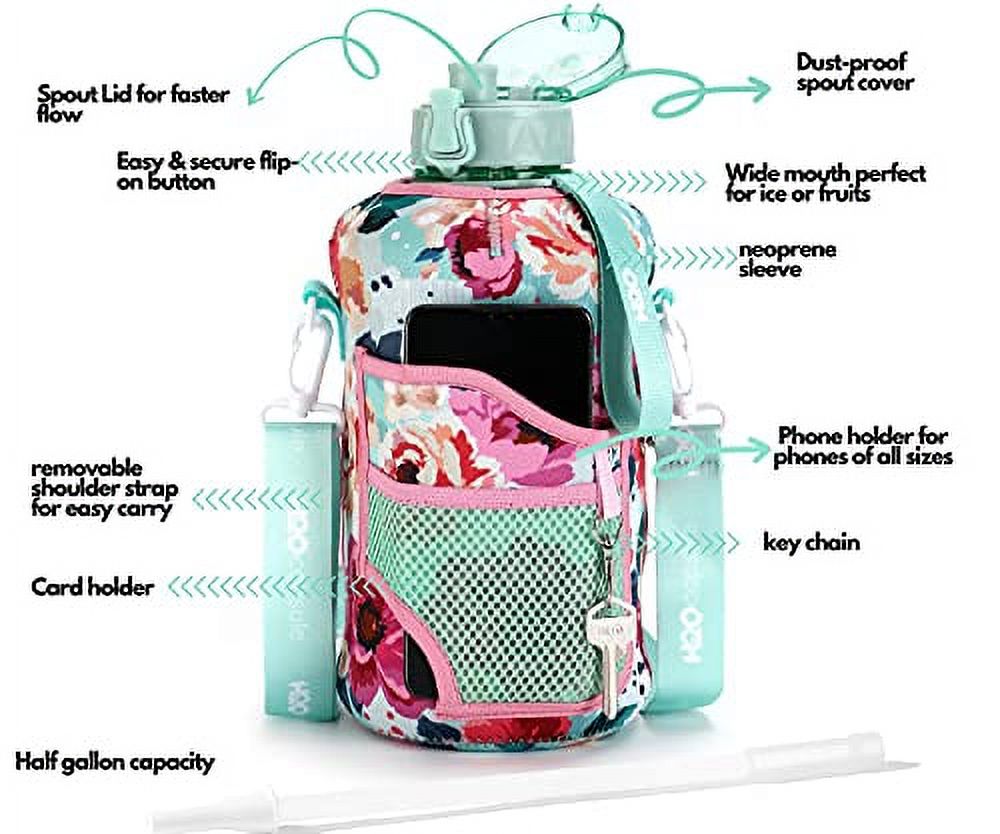 Floral Bloom 2.2L Water Bottle with Straw I5874