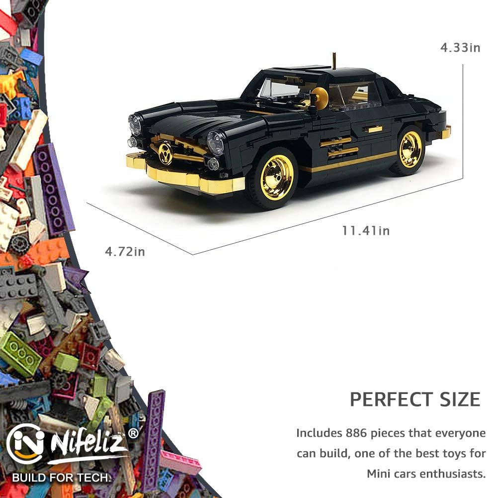 Retro Sports Car Building Blocks Set, 886 Pcs M73030