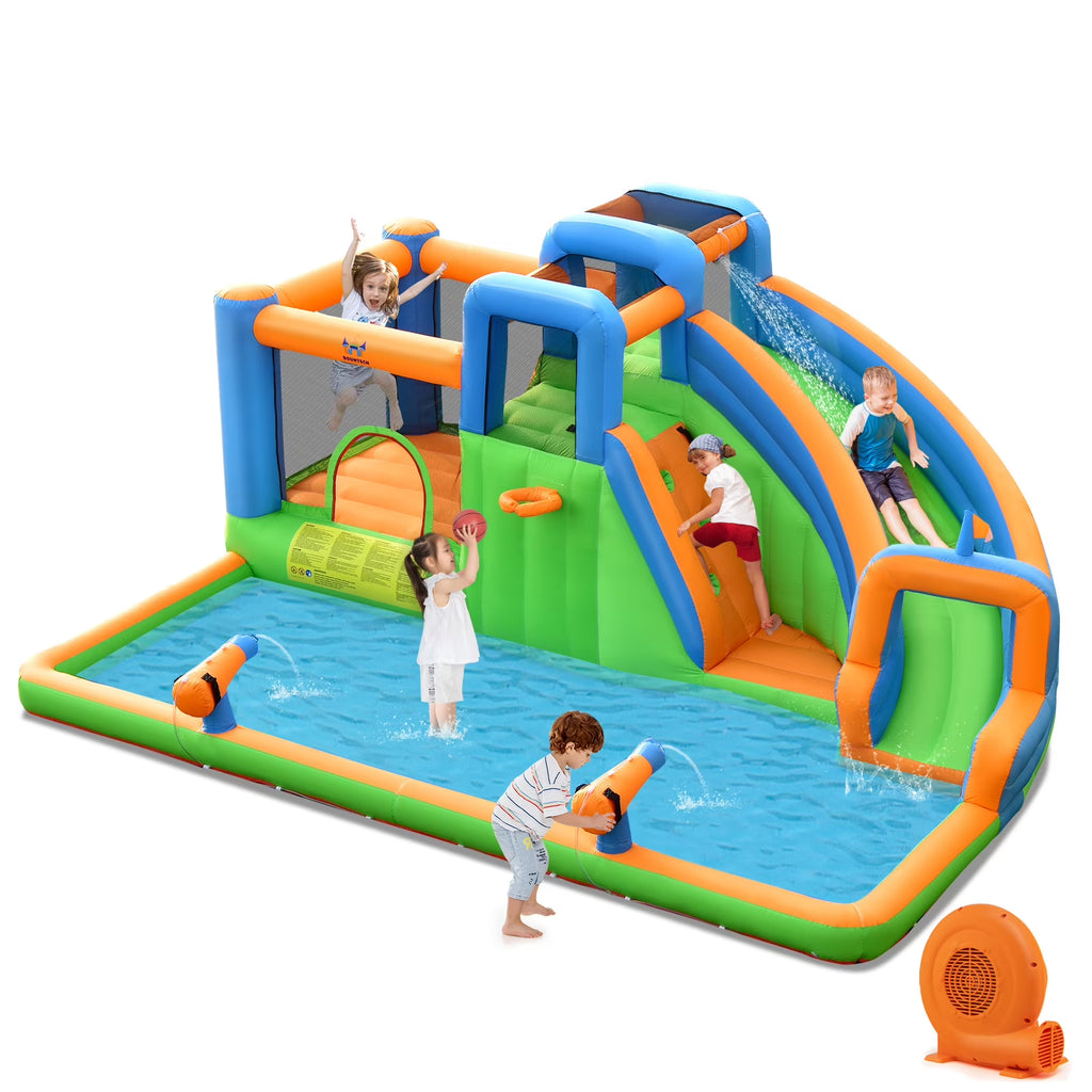 Inflatable Water Slide Bounce Castle with Dual Climbing Walls & 750W Blower U478370