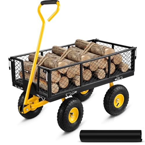 Heavy Duty Steel Garden Cart with 10" Tires and Removable Sides P1384