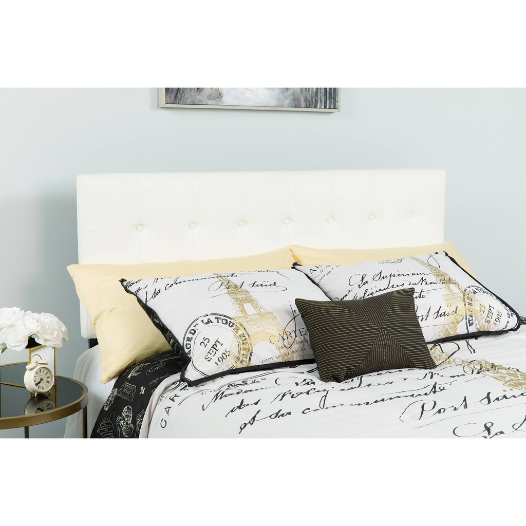 King Size White and Black Button Tufted Headboard O389
