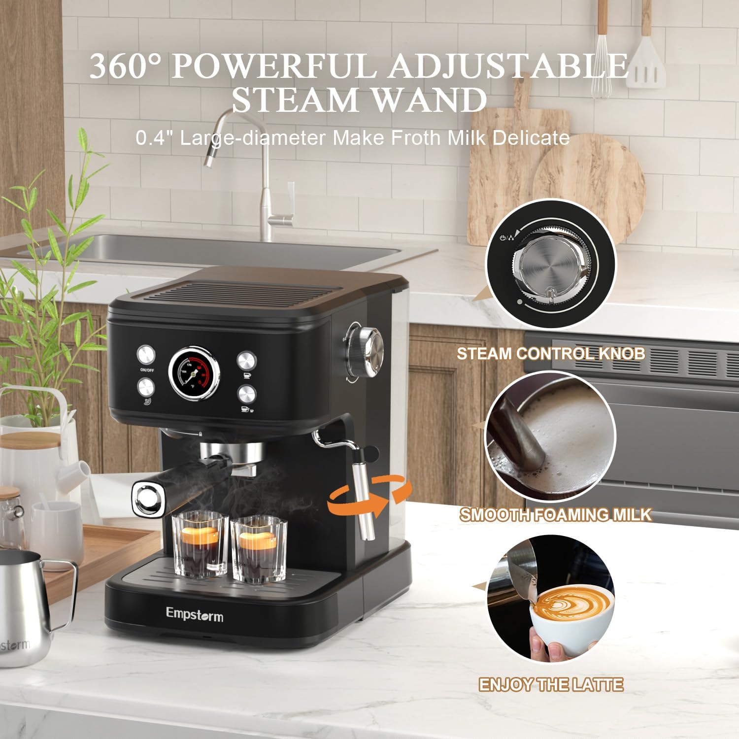 Black 20 Bar Espresso Coffee Machine with Milk Frother C9281