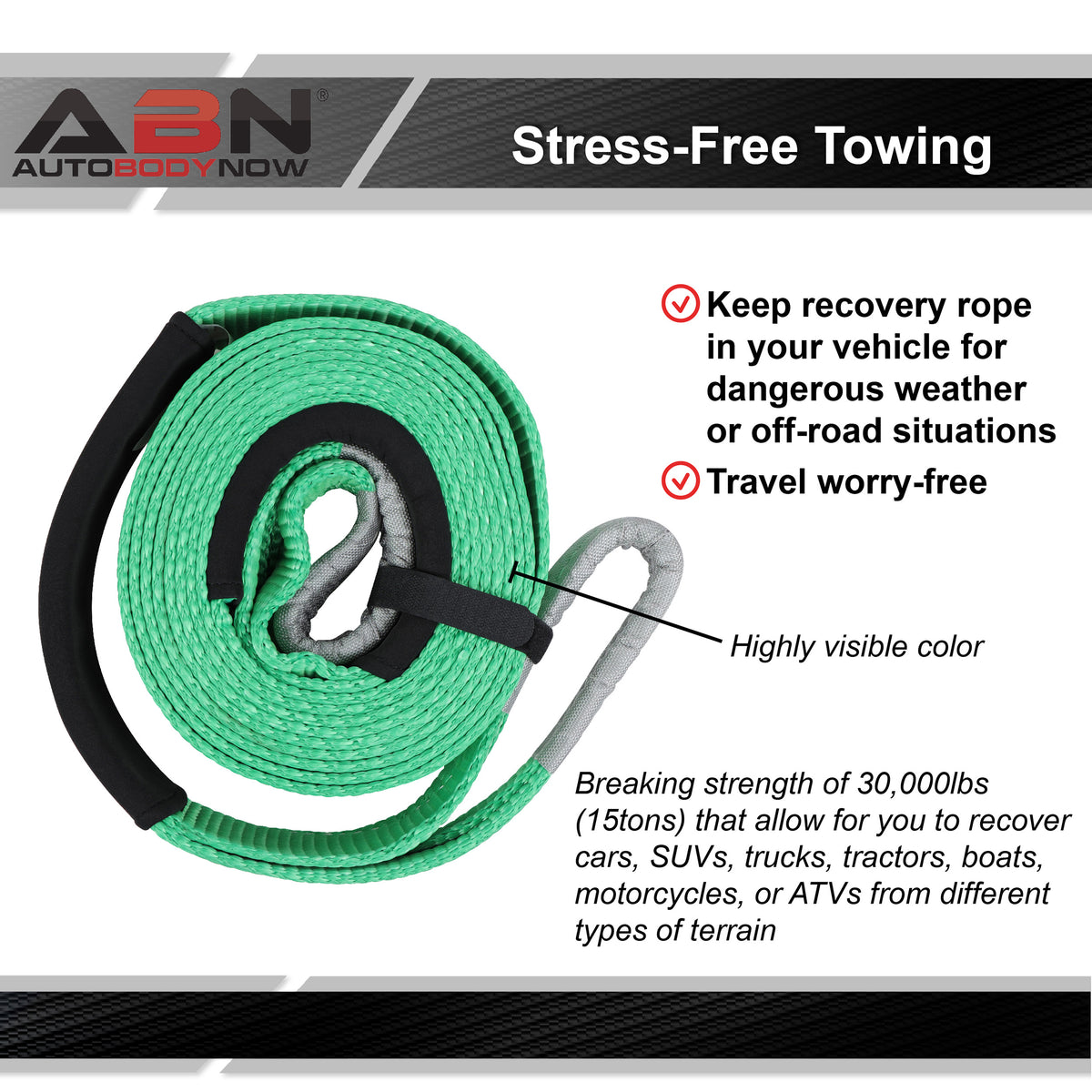 20 Foot 30000 lbs Tow Strap Q524