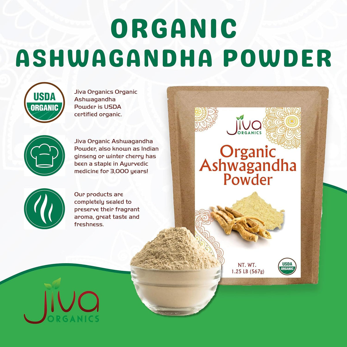 Ashwagandha Root Powder 1.25 Pound (20oz) V4327