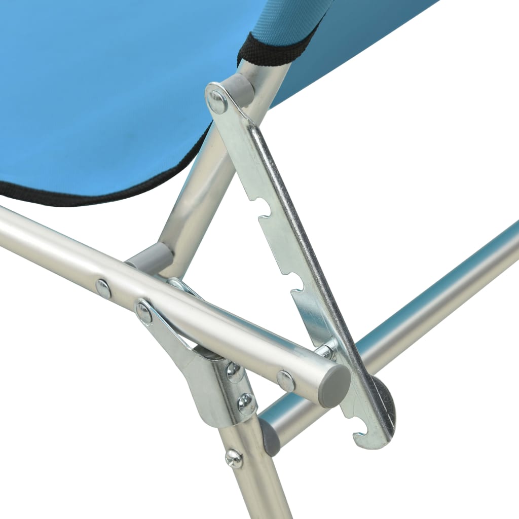 Folding Sun Lounger with Canopy Steel Turquoise and Blue E14109
