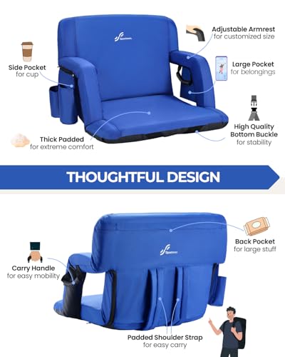 Padded Stadium Chair with Back Support and Armrests R3476
