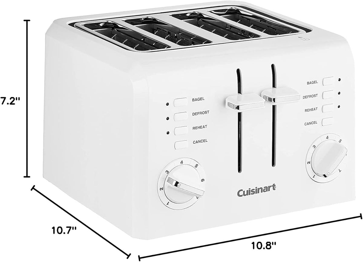 White 4-Slice Compact Plastic Toaster G517