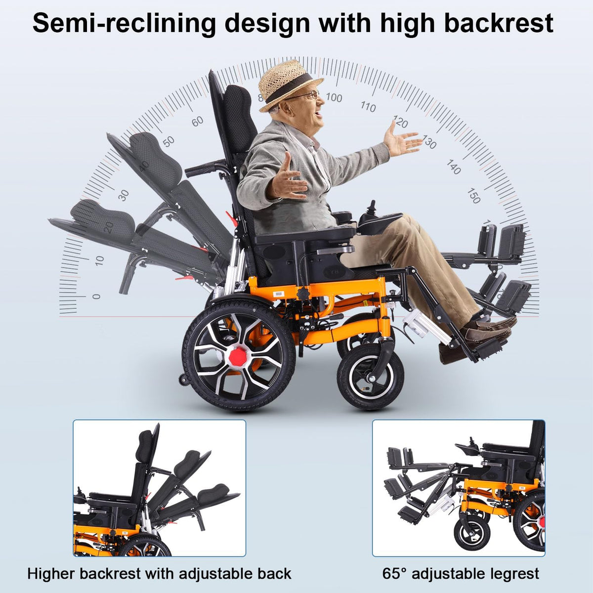 Lightweight Foldable Electric Wheelchair with Headrest M597943
