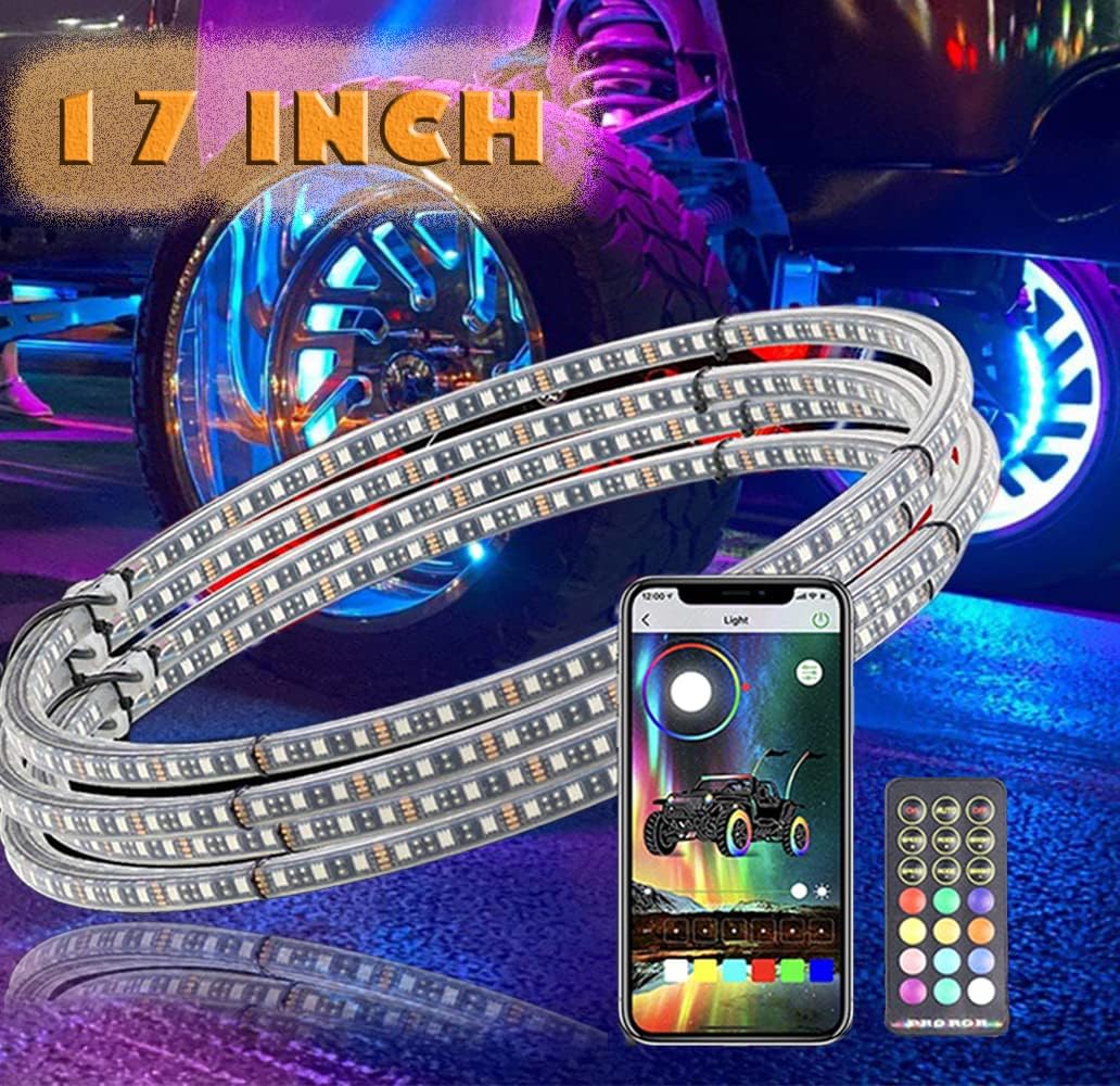 17IN Pure White LED Wheel Ring Light Kit 4PCS Single Row Waterproof K956472