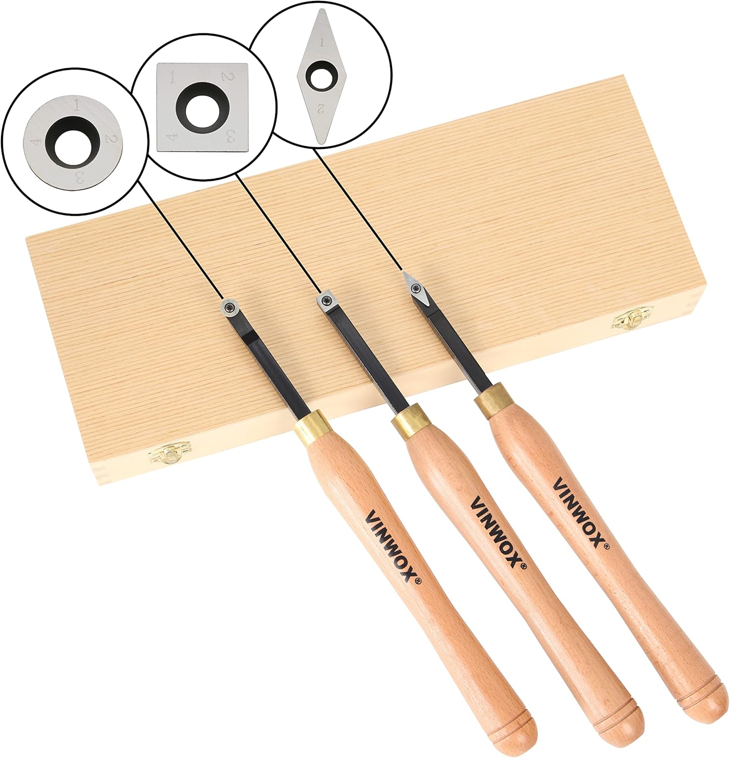 3 PCS Carbide Wood Lathe Turning Tool Set X9437