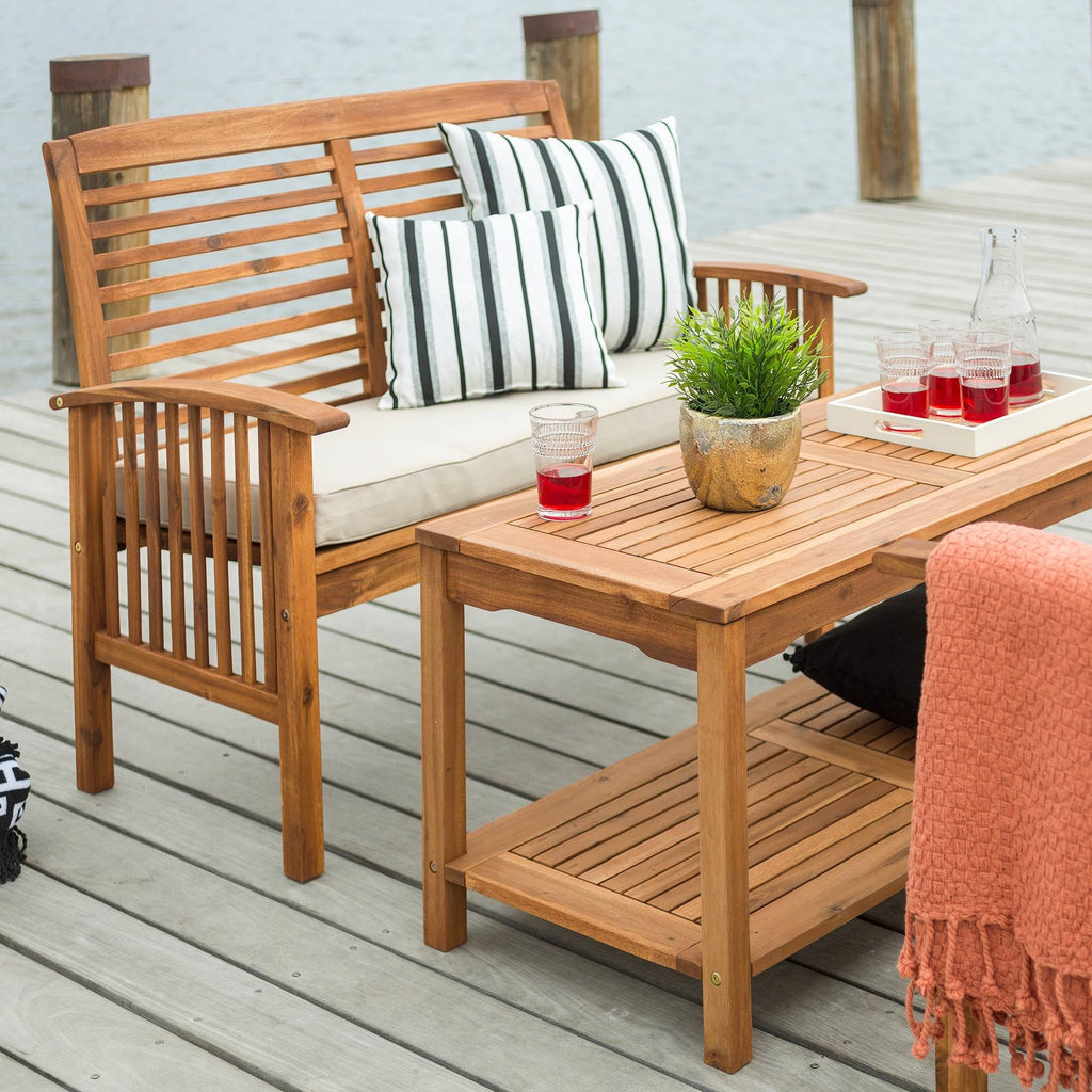 3PC Acacia Wood Patio Conversation Set - Brown J17441