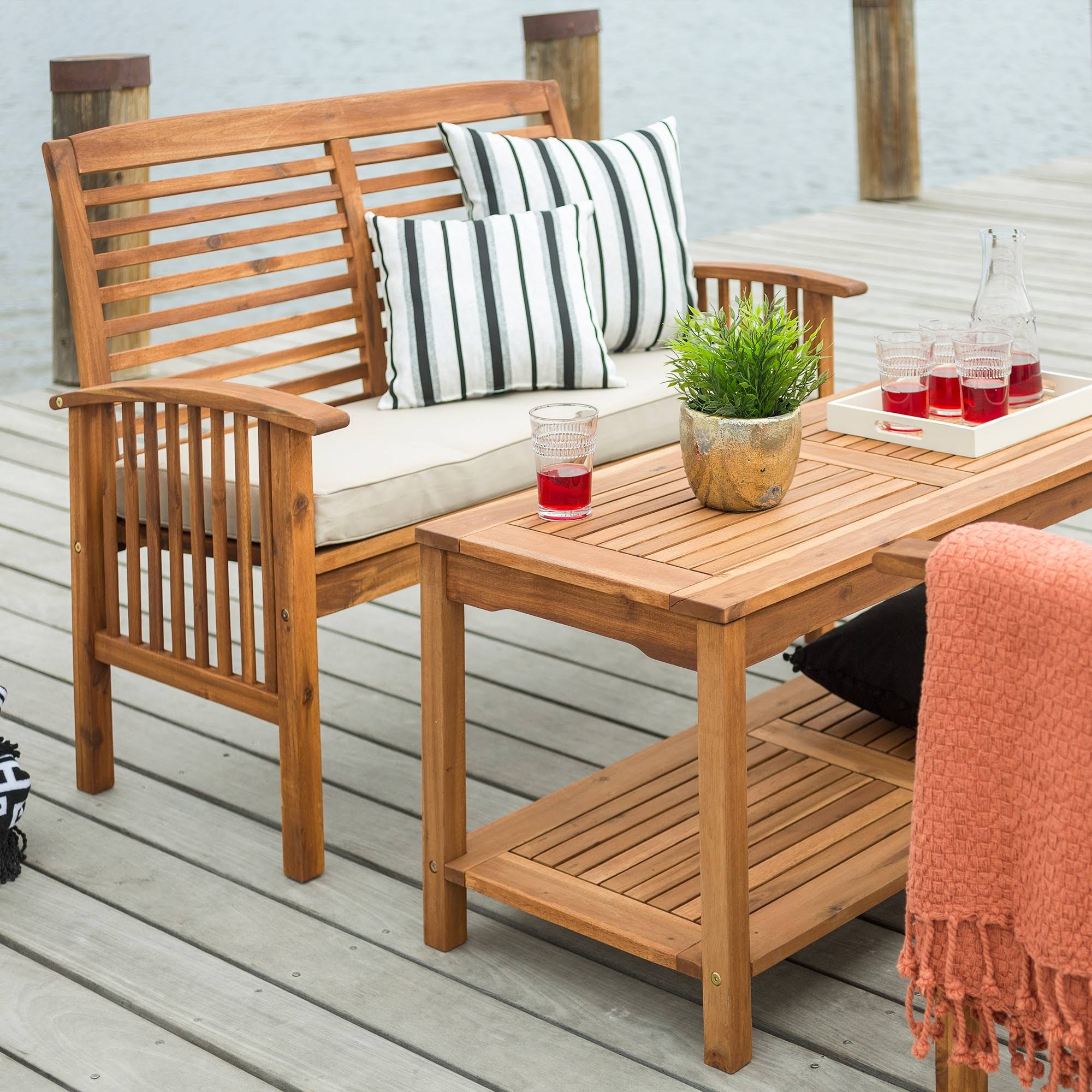 3PC Acacia Wood Patio Conversation Set - Brown J17441