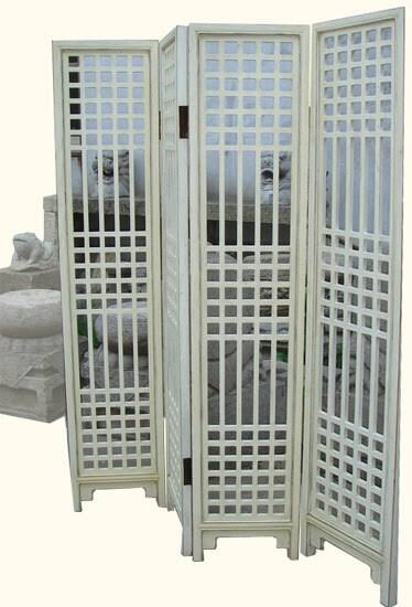 Antique White Carved Solid Elmwood Room Divider H4960