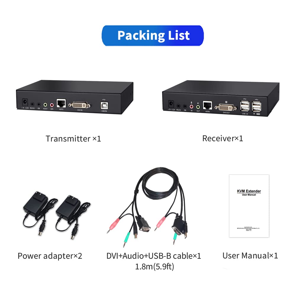 KVM Extender over Single CAT5E/CAT6 Ethernet Cable, 1080P, 1920×1200@60Hz X59812