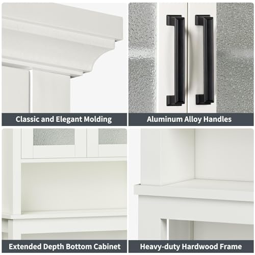 Espresso Over The Toilet Storage Cabinet with Glass Doors and Adjustable Shelf F658312