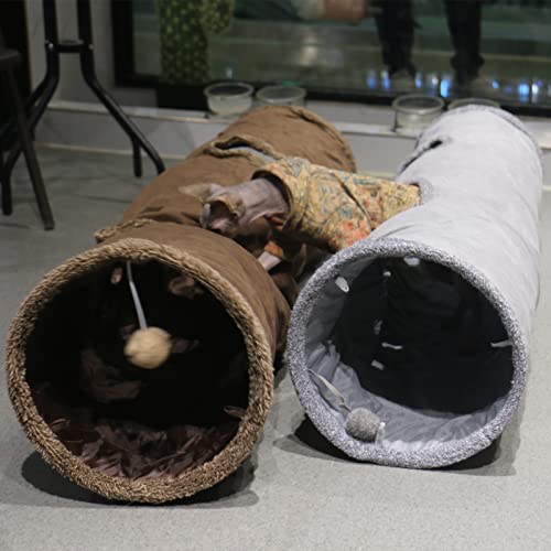 51×12 inch Foldable Grey Suede Cat Tunnel E89132