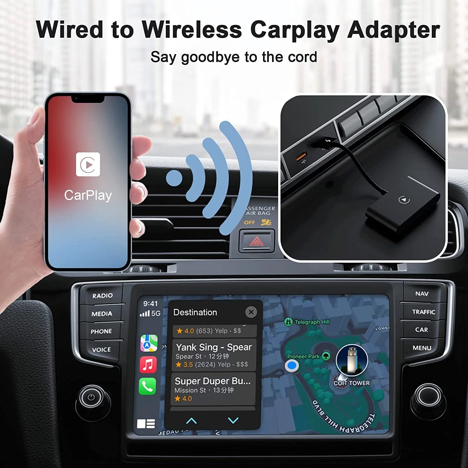 Wireless CarPlay Adapter for Factory Wired CarPlay Cars K411015