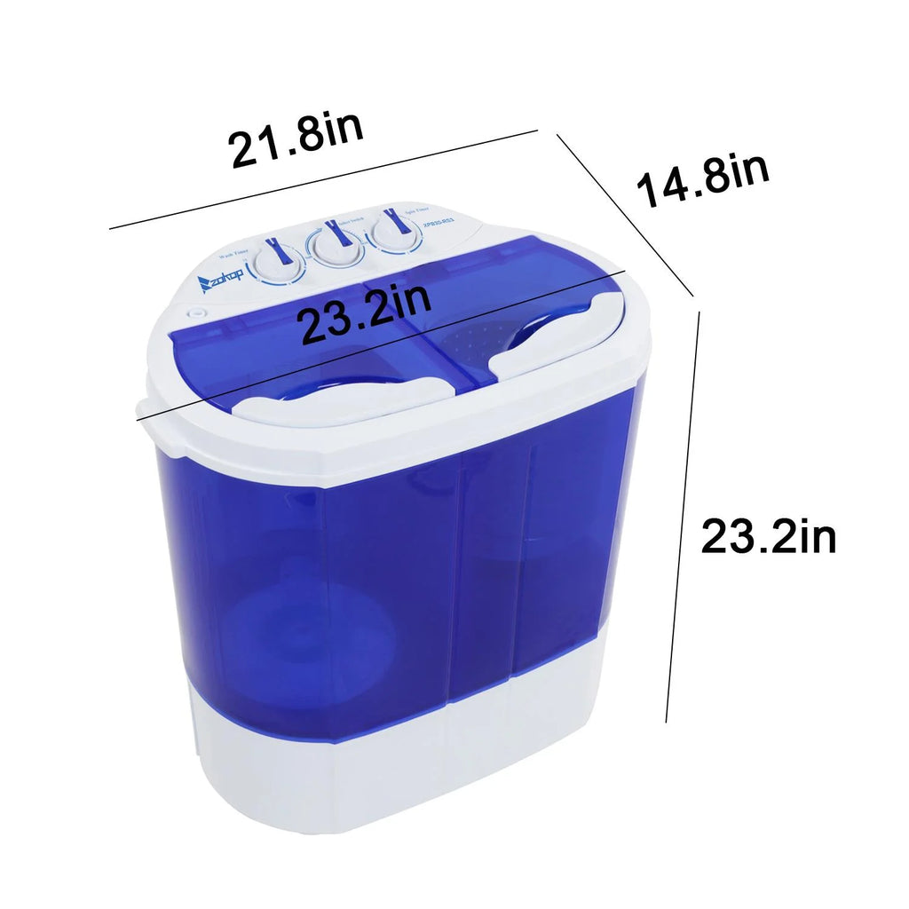10LBs Electric Mini Washer & Dryer Portable Compact Laundry Combo, White & Blue Z421