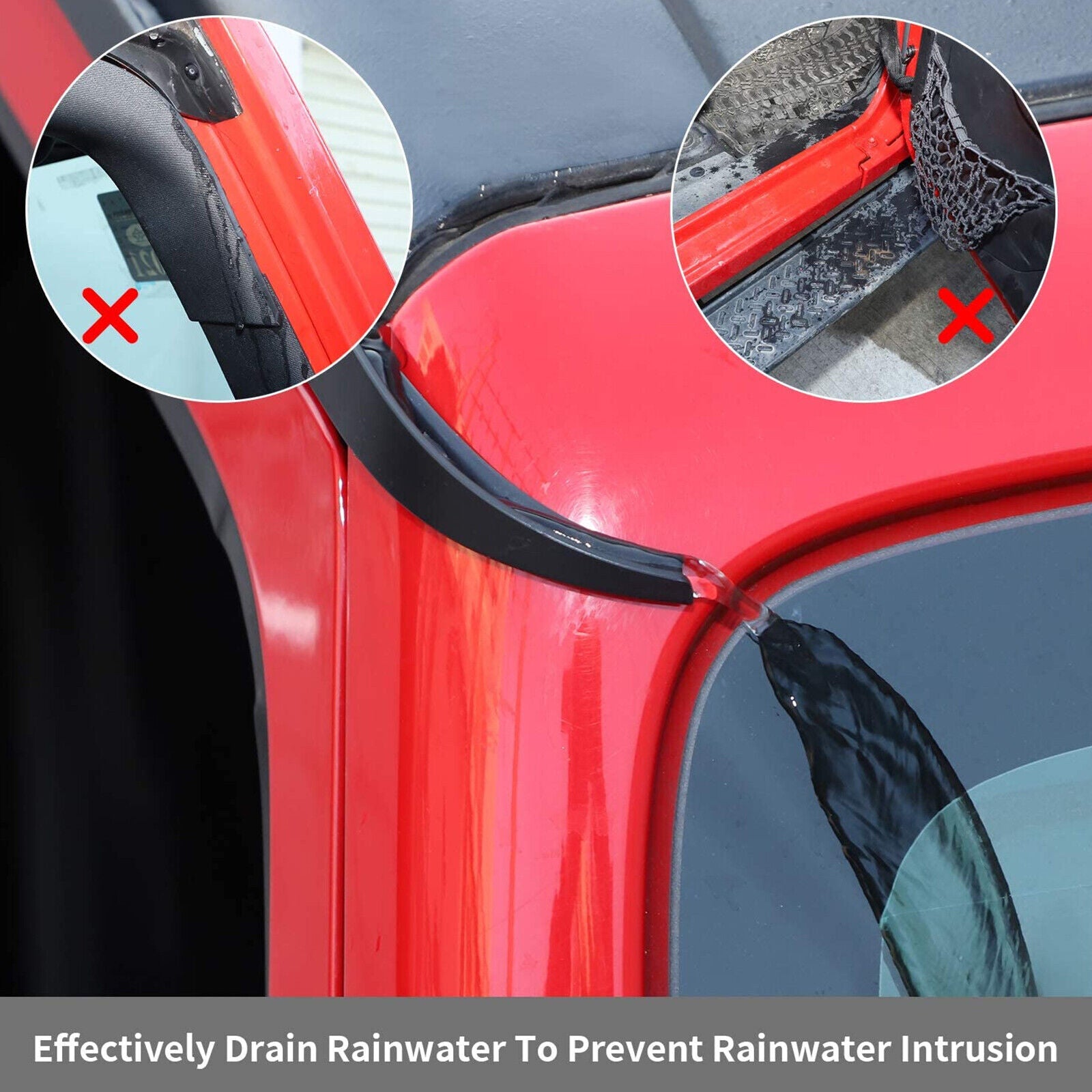 Car Roof Water Rain Diverter Gutter Extension W772333