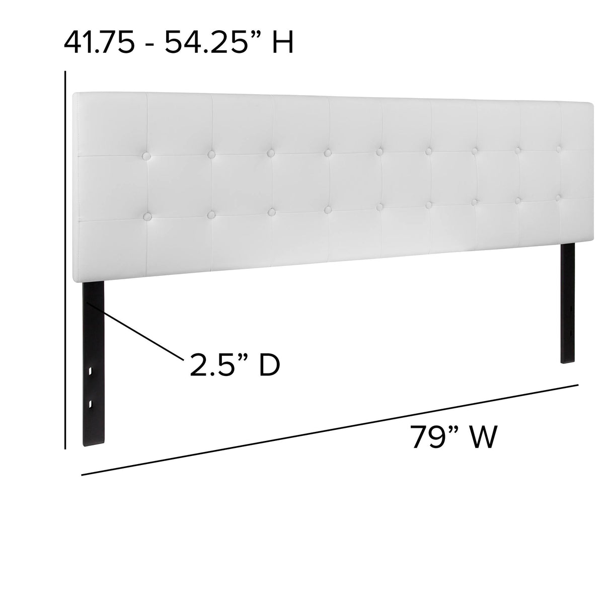 King Size White and Black Button Tufted Headboard O389