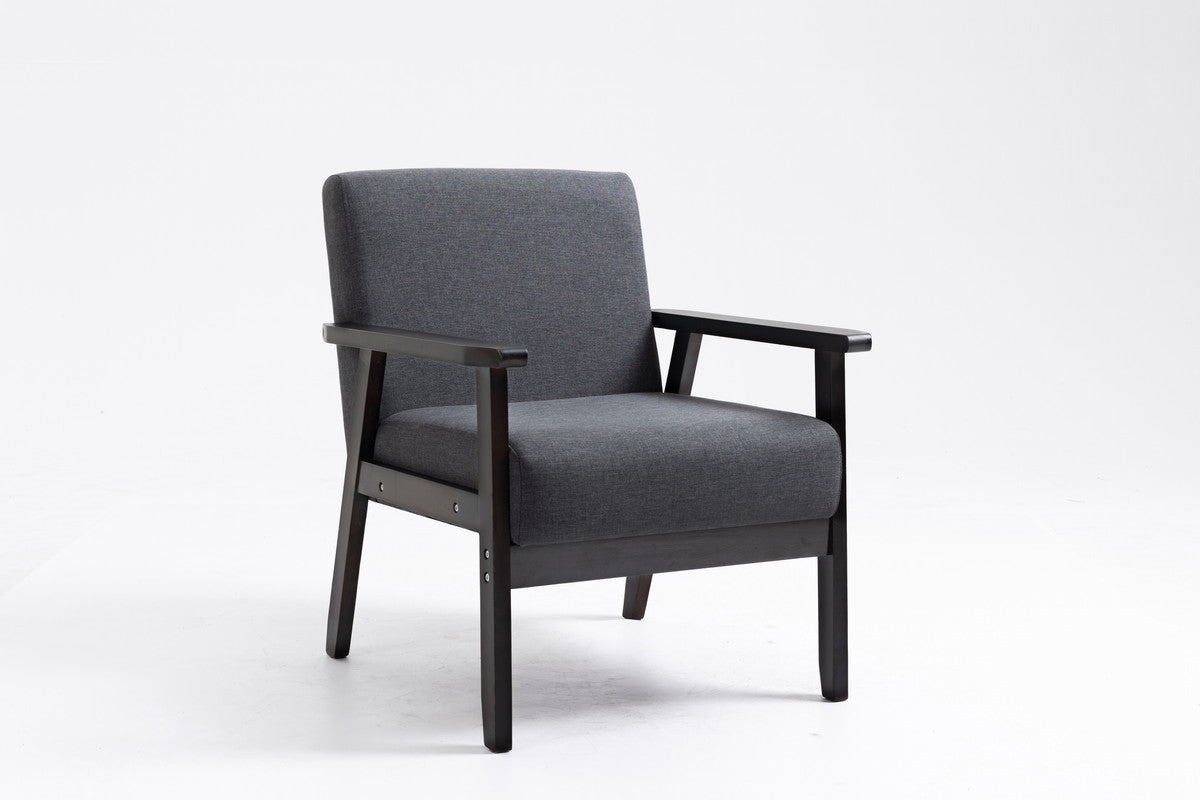 Espresso Dark Gray Linen Fabric Loveseat and 2 Chair Set O97603