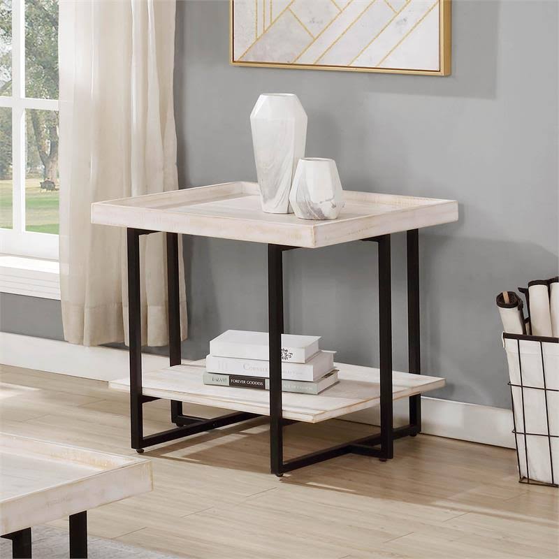Antique White 2-Piece Wood Coffee Table Set L741289