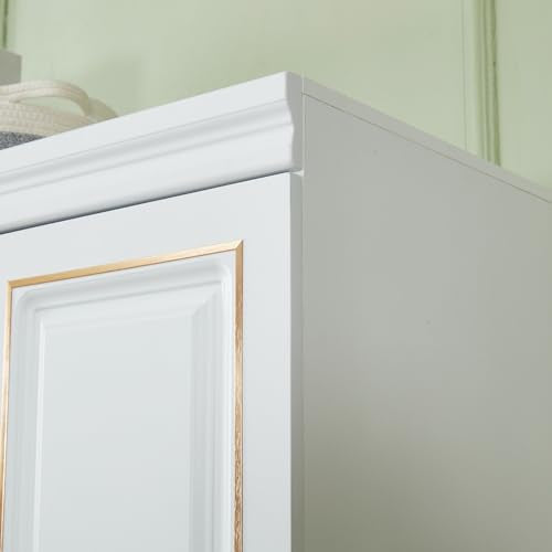 White Wood Storage Closet with Doors and Hanging Rod G2507