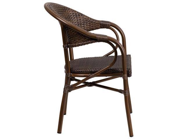 3 Pk. Bark Brown Rattan Patio Chair with Bamboo-Aluminum Frame N5704