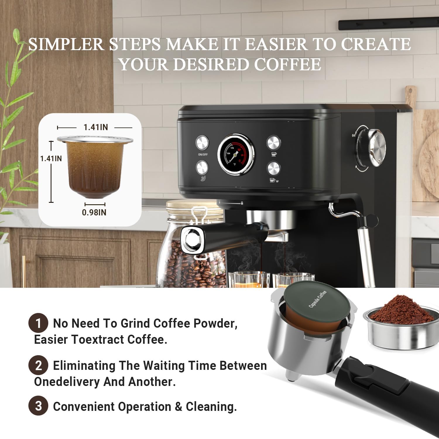 Black 20 Bar Espresso Coffee Machine with Milk Frother C9281