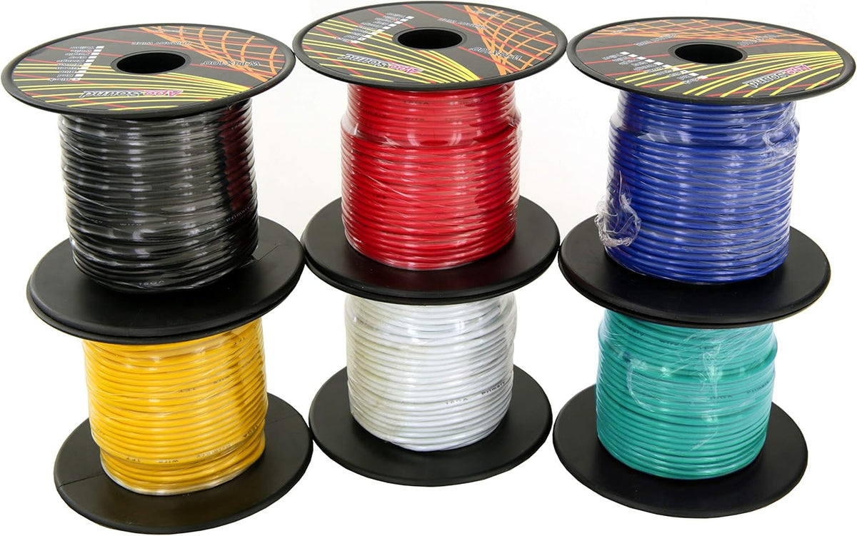 18 Gauge 10 Rolls 100 Feet Car Audio Video Primary Wire Cable Set P5692