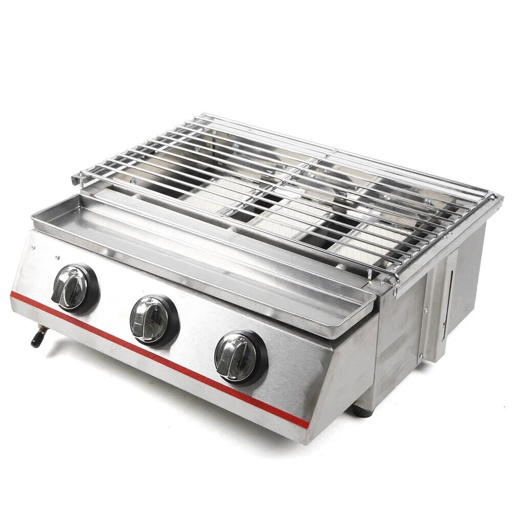 18.5" Stainless Steel 3 Burner Portable BBQ Grill M792