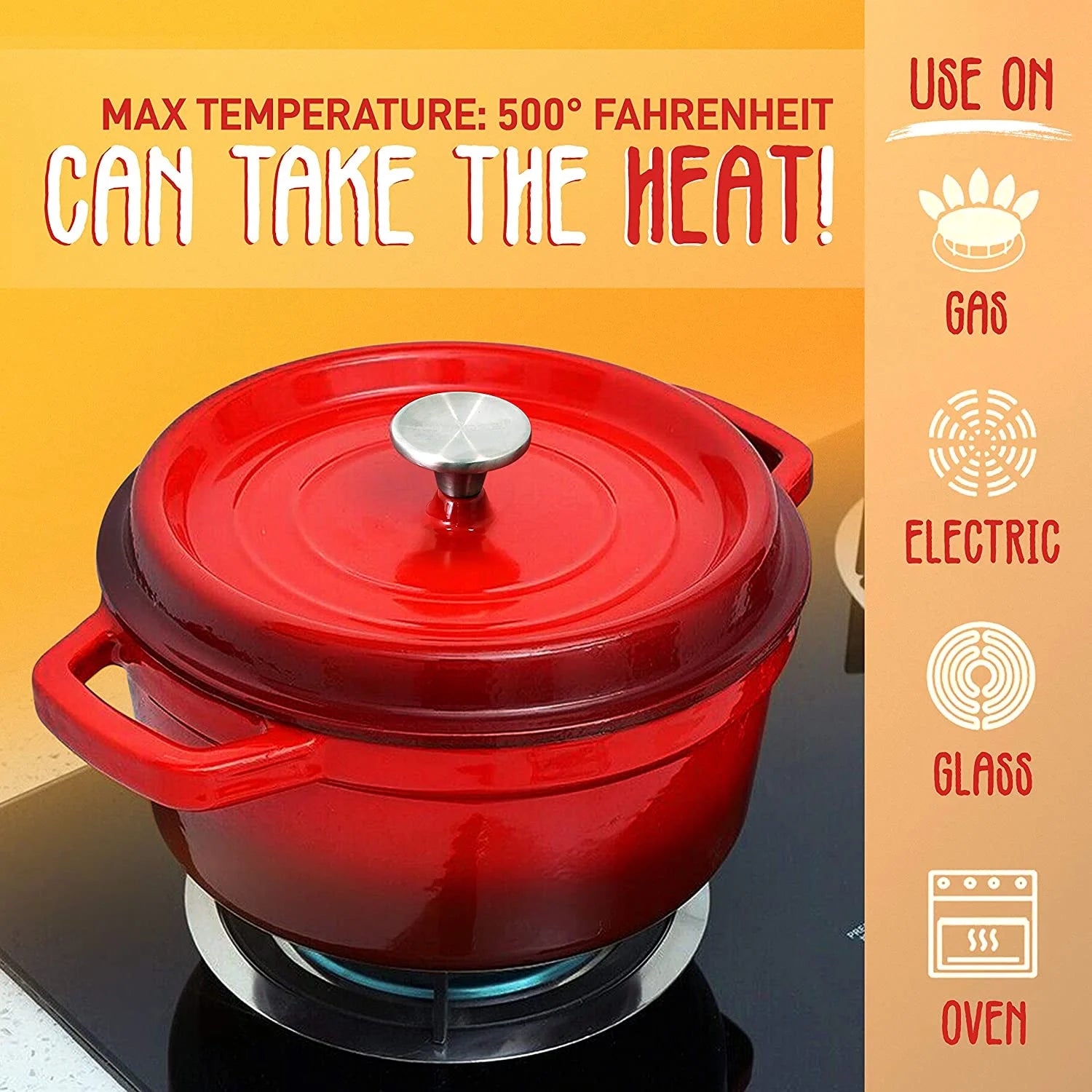 Red Enameled Cast Iron Dutch Oven M2247