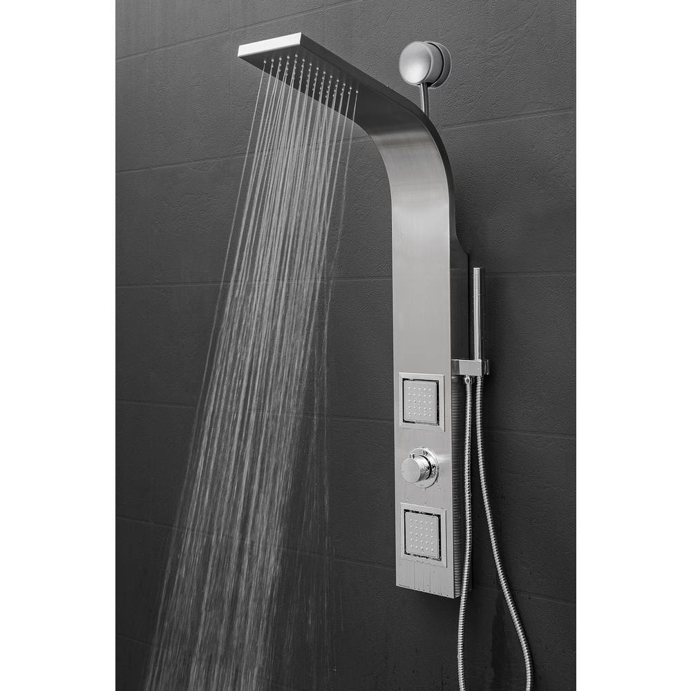 Stainless Steel Shower Panel System with Rainfall Shower Head and Handheld Shower Wand V158522