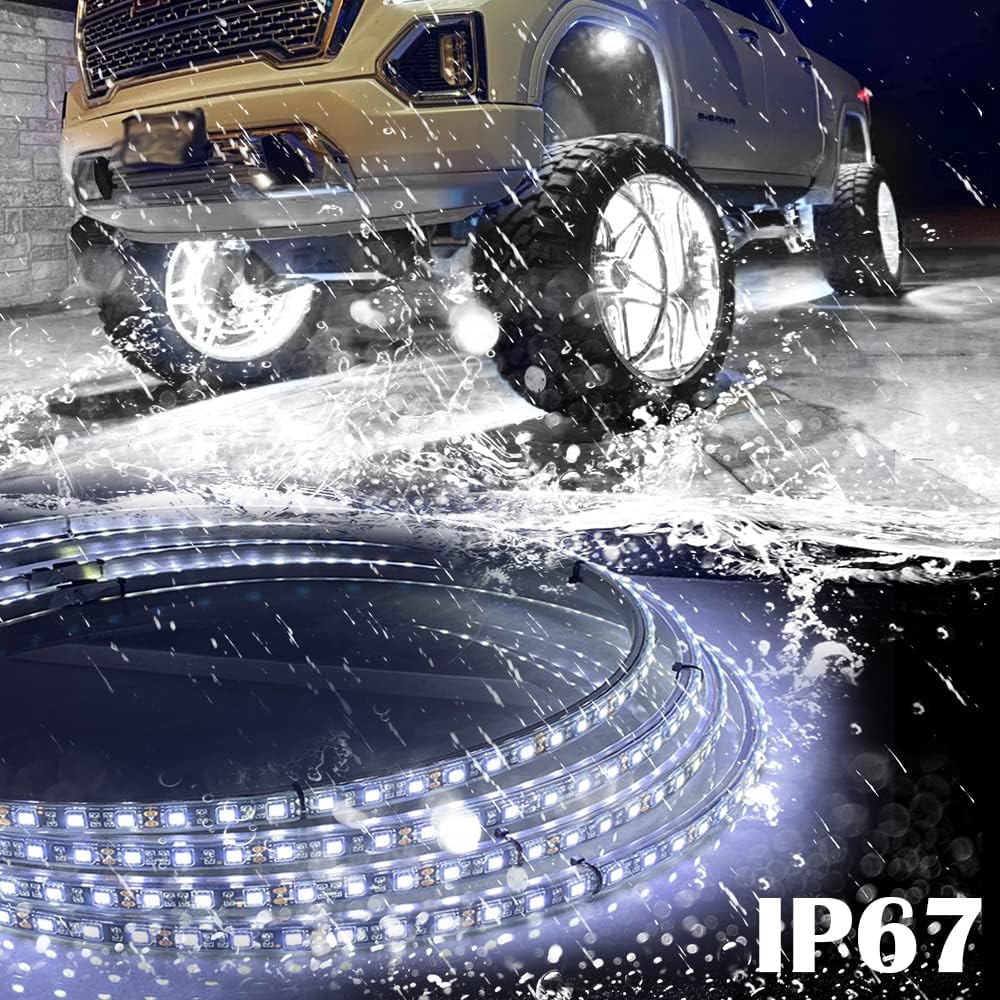 17IN Pure White LED Wheel Ring Light Kit 4PCS Single Row Waterproof K956472