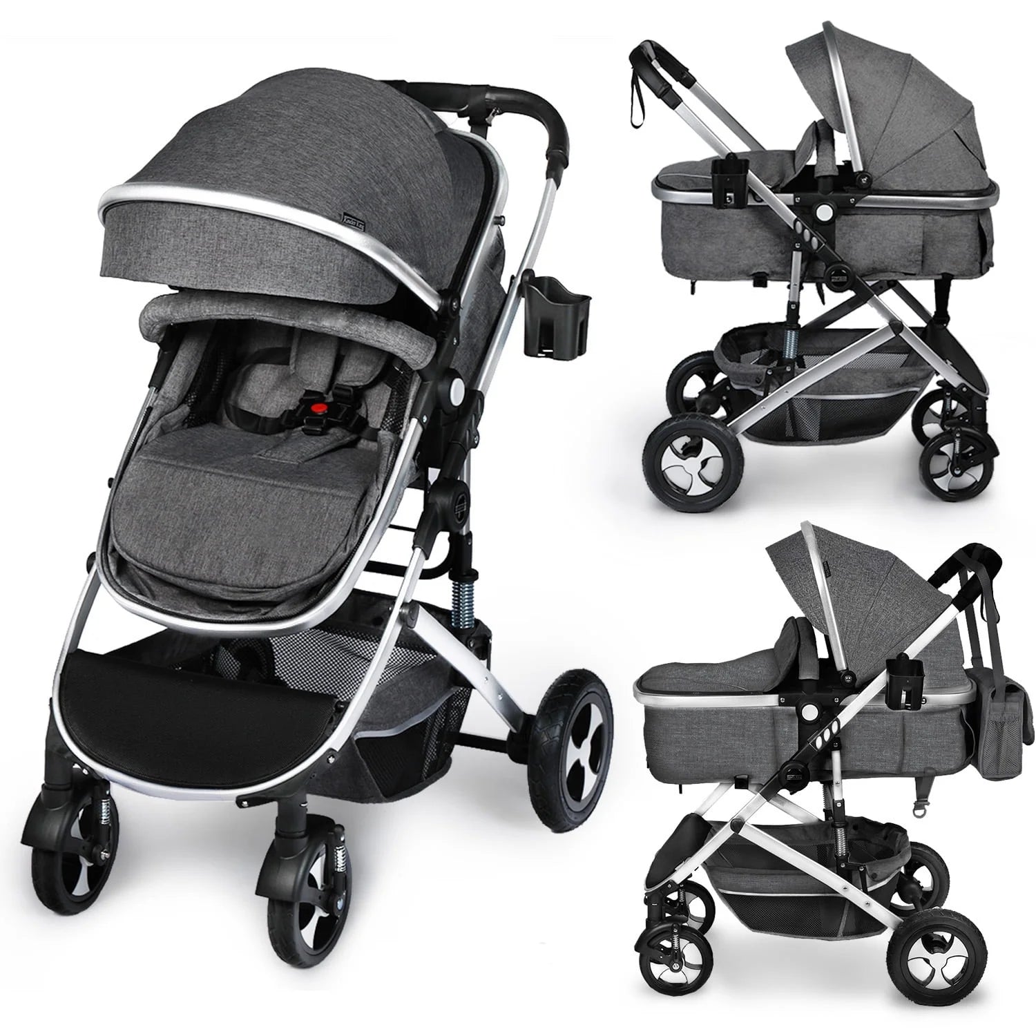 2 in 1 Convertible Baby Stroller, Dark Grey P788153