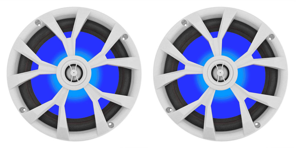 8x22 900 Watt White 2-Way Marine Boat Speakers with LED I7581