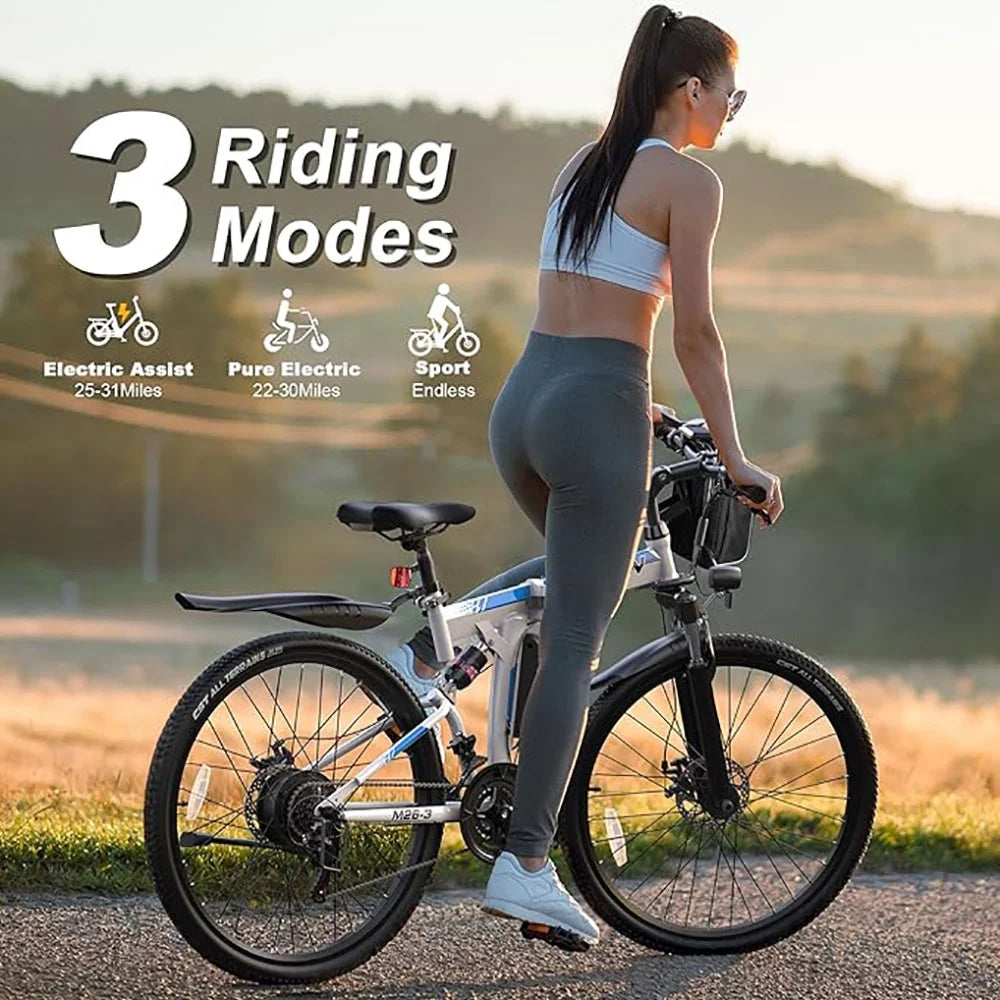 Electric Bike 750W Motor 48V Removable Battery 21-Speed Gears Dual Hydraulic Suspension I80107