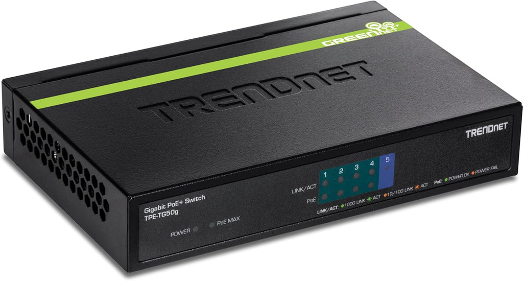 8-Port Gigabit PoE+ Switch, 123W PoE Power Budget, 16 Gbps Switching Capacity, Metal, Black V311