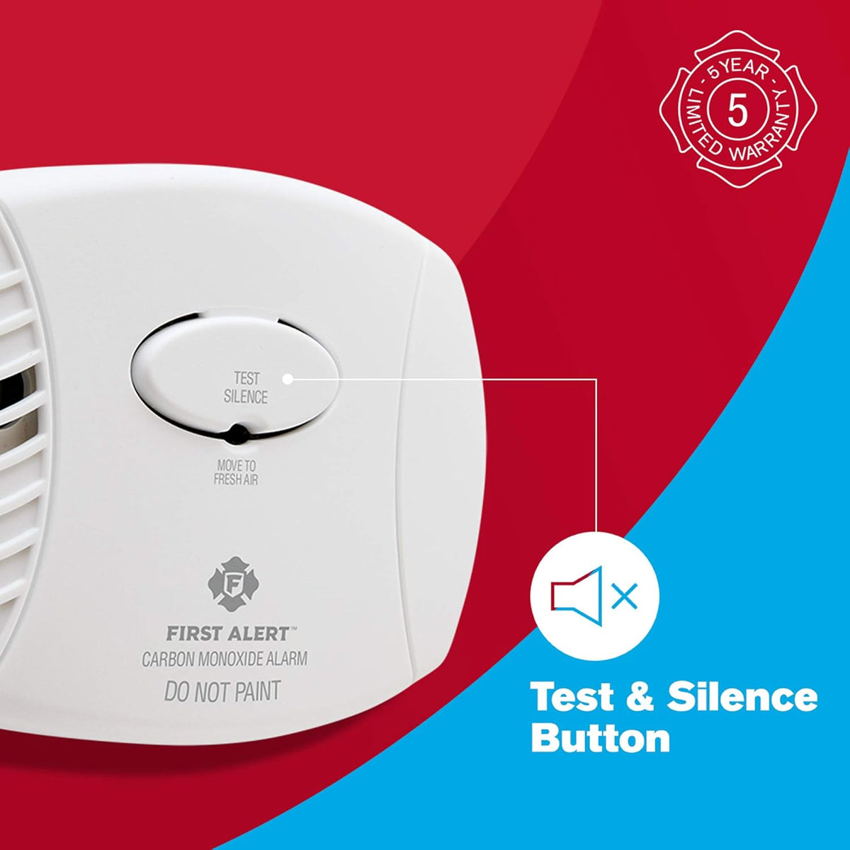 Carbon Monoxide Detector, Battery Operated, White, 3-Pack B43440