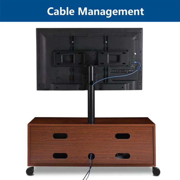 Brown Wood TV Stand with Rolling Wheels B88768