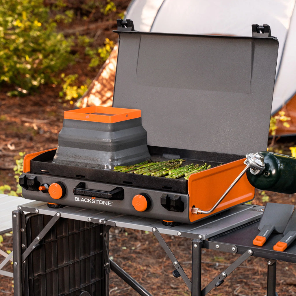 20"x14" 2-Burner Propane Camping Griddle with Latching Hood O840201