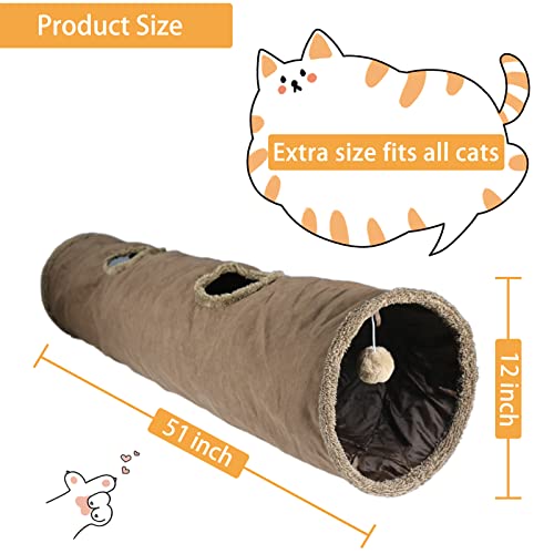 51×12 inch Foldable Grey Suede Cat Tunnel E89132