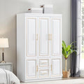 White Wood Storage Closet with Doors and Hanging Rod G2507